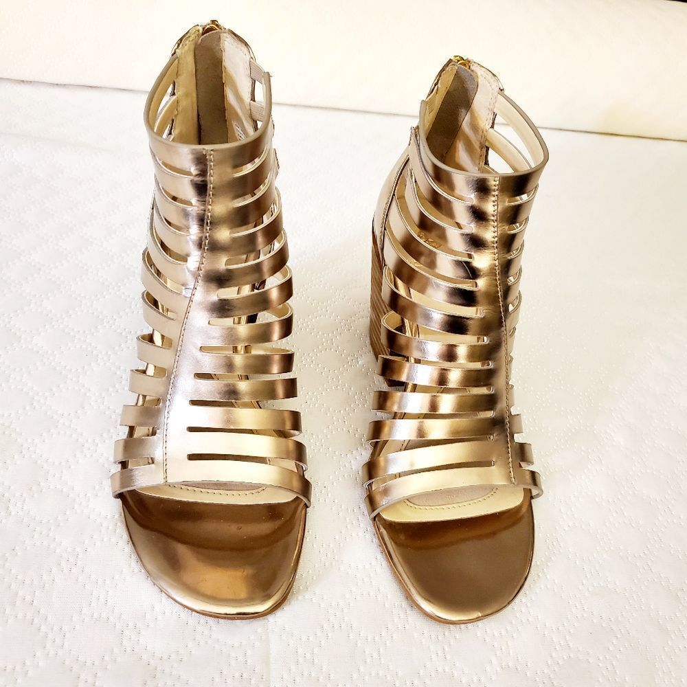 Isola Metallic Gold Caged Sandals Size 6 - Picture 3 of 11